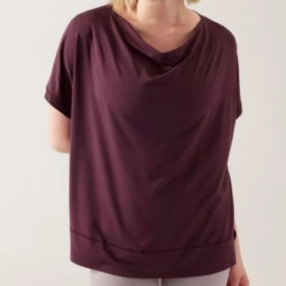 Athleta Weekender Tee Small Spiced Cabernet Purple Cowl Neck Modal Top